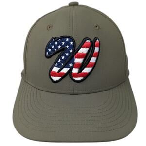 Champro Baseball Cap Green Red White Blue Size M USA Flag W Stretch Fit Hat